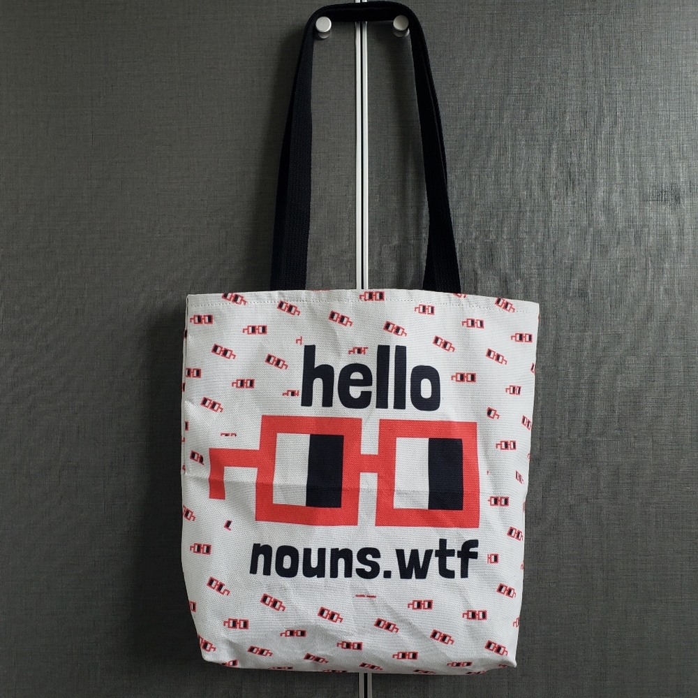 Nouns DAO Tote Bag in White, Red & Black